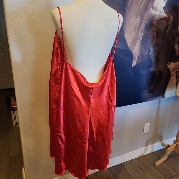 Vintage Intimate Attitudes Red Chemise 6X Lingerie Satin pj Sleepwear Sexy Slip - Picture 3 of 9
